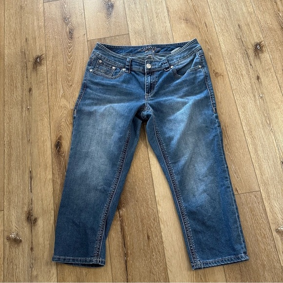 Seven7 Melissa McCarthy Classic Medium Wash Straight Leg Cropped Jean Sz 14W GUC - Picture 2 of 7